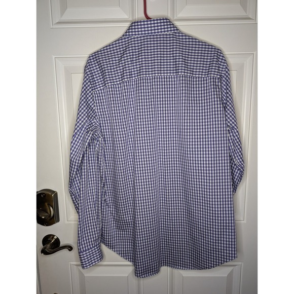 Kenneth Cole Button Down Shirt Slim Fit 16-16.5 / 34-35 Size Large Purple White - Picture 2 of 3